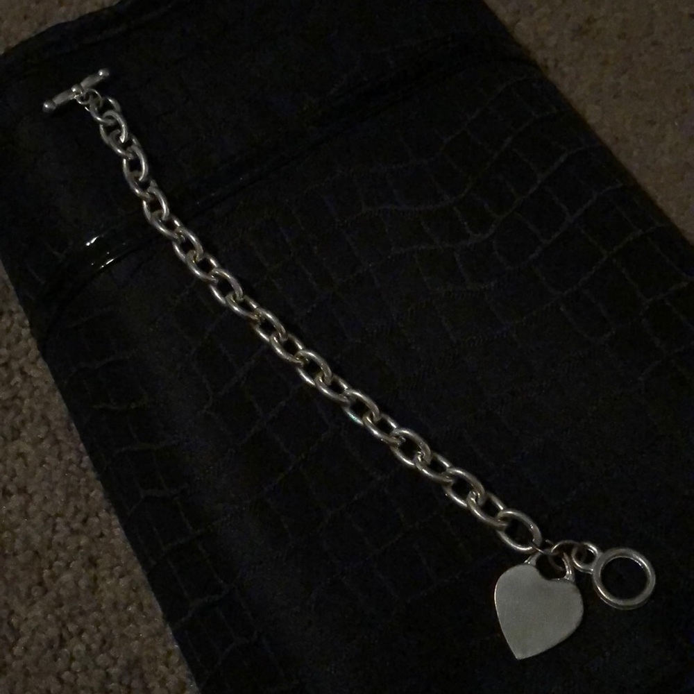 Blank heart silver bracelet